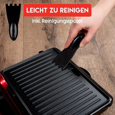 Контактний гриль Alpina Optigrill 2100W: для сендвічів, паніні, овочів, м'яса. Антипригарне покриття, інтелектуальні режими приготування, BPA-Free, чорний