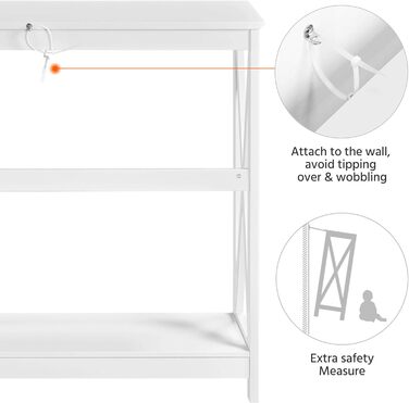 Консольний стіл Yaheetech, Стіл для передпокою з полицею, 101.5 x 30 x 81 см, Дерево, Скандинавський дизайн, Білий