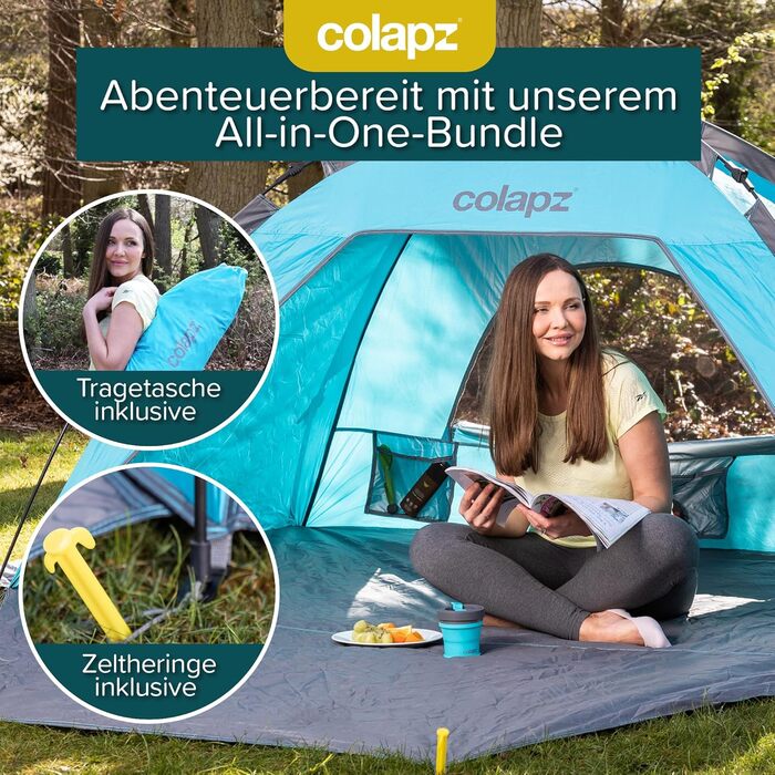 Намет для душу та туалету Colapz – портативна роздягальня для відпочинку на природі, пляжний намет, 2.1 м – водонепроникний, вітростійкий, блакитний