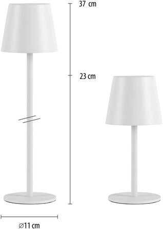 LED настільна лампа SellTec на акумуляторі, USB, біла, диммувана, IP54 для саду, кемпінгу, балкону або тераси