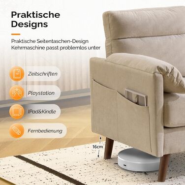 Диван Bonnlo 2-місний, компактний, 125 см, тканинний, бежевий. Зручні підлокітники, для офісу, вітальні, спальні, кабінету. Легка збірка. Льон.