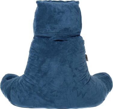 Storrejoy Велике крісло-лежак для читання з підголовником, кишенями та тримачем для книги/планшета (антрацит, блакитний)