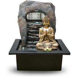 Джерело води Zen'Light Dao від Zimmerbrunnen: Будда, LED-підсвітка, для медитації та релаксації. Декор Фен-Шуй, висота 26 см, горіх