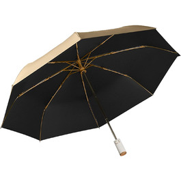 Парасолька Bifrost Umbrella Ø 100 см з ергономічною ручкою з відкритим і автоматичним дизайном, золотим покриттям від пошкоджень вологою, захистом від ультрафіолету, для чоловіків/жінок/дівчат Чорний