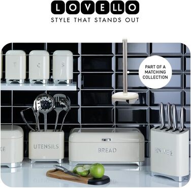 Тримач для кухонних рулонів KitchenCraft Lovello, Окремо стоячий тримач рулону Zewa, Тримач рулону Zewa з високоякісного алюмінію, Кухонний рулон диспенсера та тримач рулону паперу з металу, кремово-білий, 35 x 14 см Ванільно-кремове односпальне ліжко