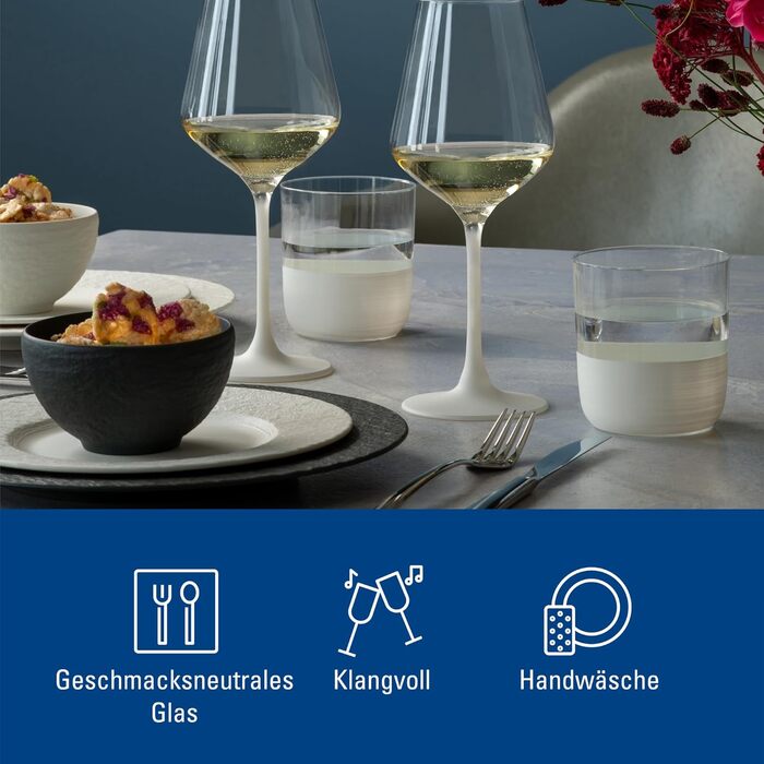 Набір склянок для віскі Villeroy & Boch Manufacture Rock Blanc (4 шт.), кришталеве скло, ручна робота, білий колір