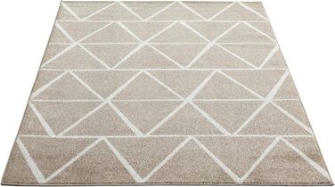 Сучасний м'який дизайнерський килим з м'яким ворсом, не вимагає особливого догляду, стійкий до фарбування, привабливий, трикутний, сіро-білий, (120 x 170 см, коричневий трикутник)