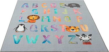 Дитячий килим Happy Life, Дитячий килим, килимок для ігор, що миється, килимок з цифрами, надувний килимок, цифри, Рожевий, (240 х 340 см, алфавітно-сірий)