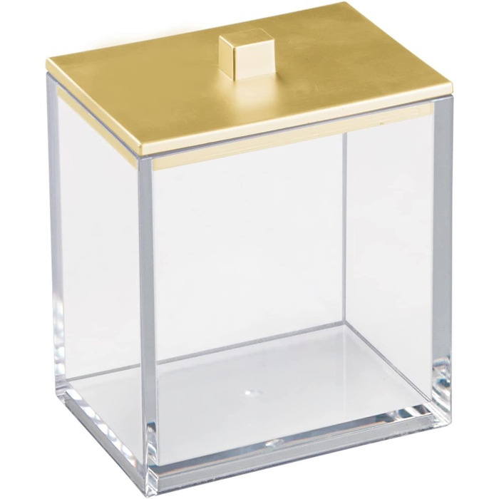 Контейнер для ватних тампонів MDesign 2 шт 11,2х8,9х6,4 см прозоро-золотистий