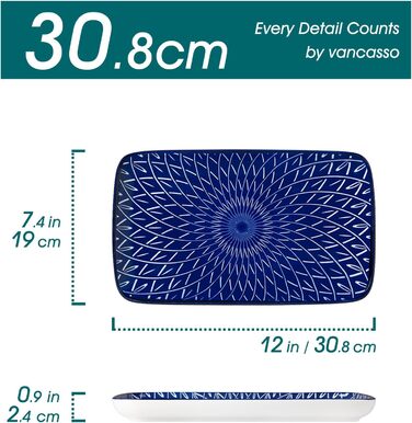 Набір тарілок Vancasso Selene для закусок, суші, десертів 22x13 см (4 шт) - Порцелянові прямокутні тарілки для подачі