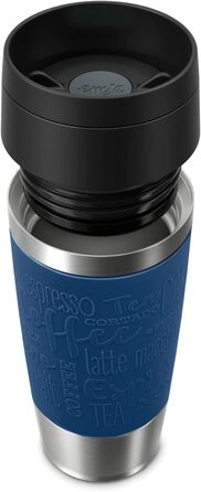 Термокружка Emsa N20210 Travel Mug Classic, 0.36 л, нержавіюча сталь, 4 години гаряче, 8 годин холодне, герметична, для миття в посудомийній машині, 360° клапан, темно-синій