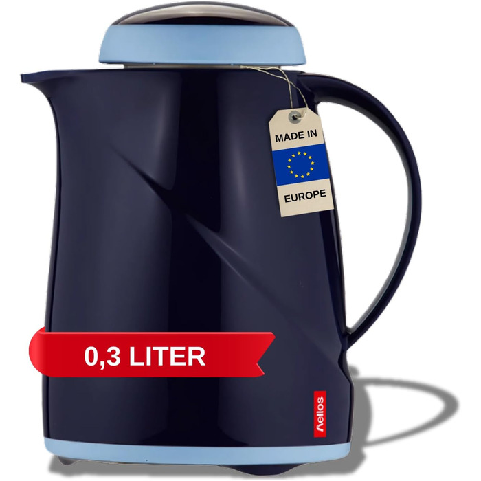 Термос Helios Wave, 1,5 л, пластик, білий, з кришкою-гвинтовим, придатний для миття в посудомийній машині