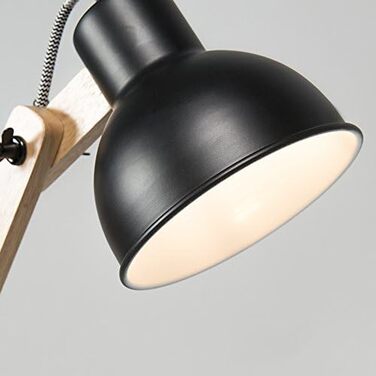 Вінтажна настільна лампа чорна/дерево - Woodi - кругла - світлодіодна E14 (60 символів)