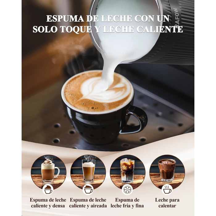 Електричний піноутворювач молока 5-в-1: автоматичний, великий об'єм, для капучино, лате, гарячого шоколаду, миється в посудомийній машині (350мл)