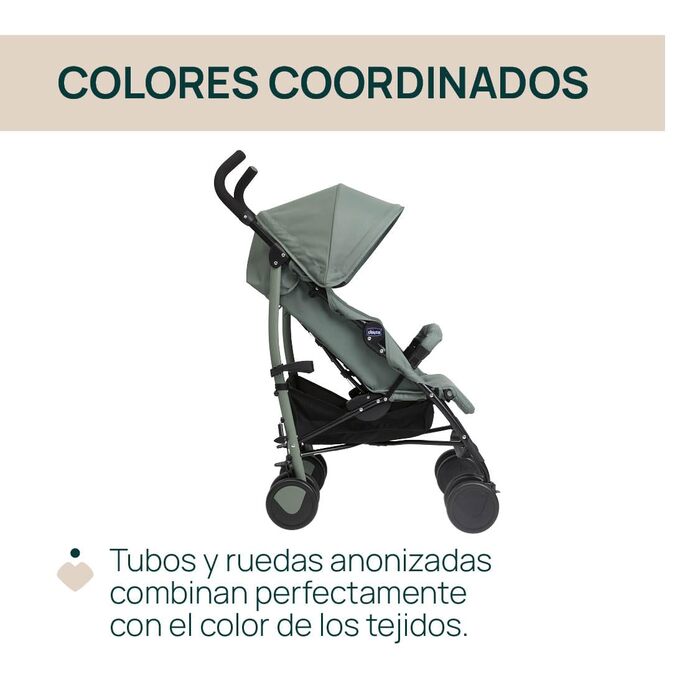 Дитяча коляска Chicco Echo Lite, зелений колір, від народження до 22 кг, регульована спинка, великий сидіння, захист від ударів, складаний дощовик, гальма та поворотні колеса