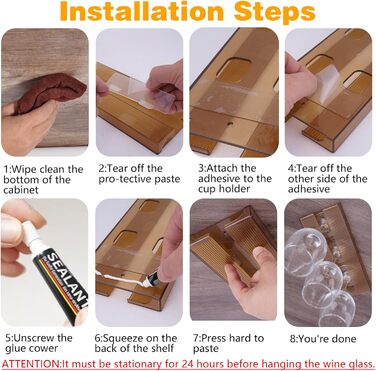 Тримач для келихів вина DESONAUT під полицю, 2 шт., коричневий