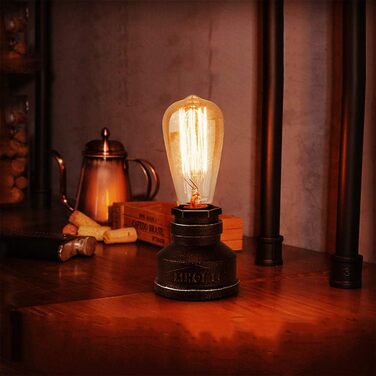 Настільна лампа XIHOME Vintage Steampunk, іржава, розетка E26, LED Edison, висота 3,5 дюйма