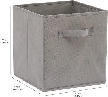 Складаний тканинний куб / органайзер Domopolis Basics з ручками, розмір 26,6 x 26,6 x 27,9 см, бежевий, 6 предметів (однотонний сірий, одинарний)