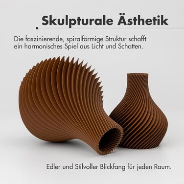 NATUMO Ваза 'Bulba' – дизайнерська 3D ваза з пластику, міцна, сучасна, для декору (колір коричневий, 18 см)