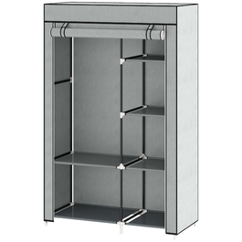 HOMCOM шафа для одягу, тканинна шафа, 6 відділень, сіра, 103x43x162,5 см, складана шафа для одягу з виглядом з флісу | Aosom