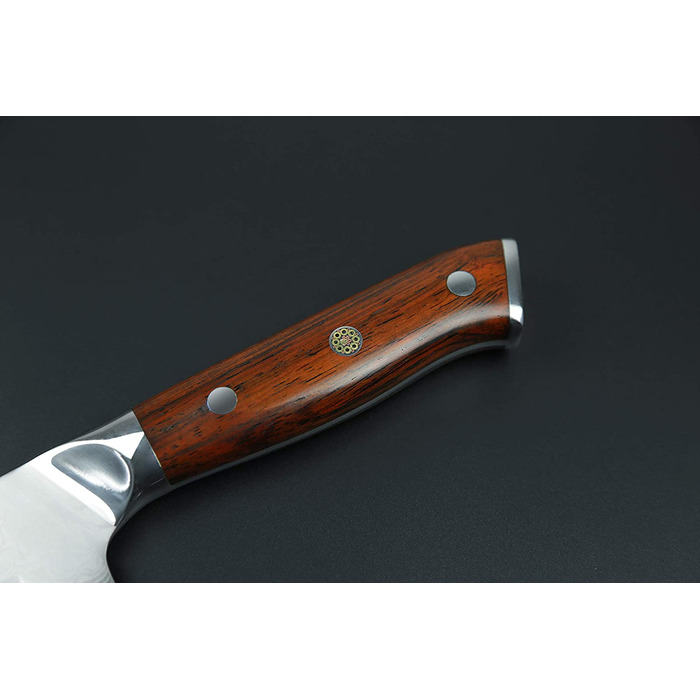 SCHNEIDWERK Santoku ніж з дамаської сталі, кухонний ніж 17.6 см, 67 шарів нержавіючої сталі, кухонний ніж з дамаської сталі, дуже гострий, DI-серія