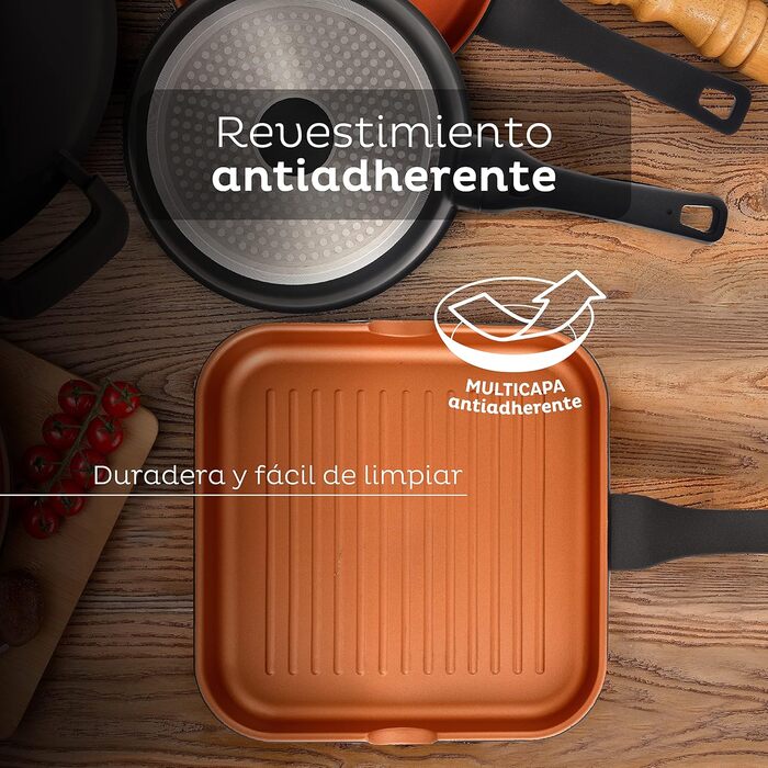 Сковорода-гриль San Ignacio Bronze 28x28 см з антипригарним покриттям, алюміній, для всіх плит