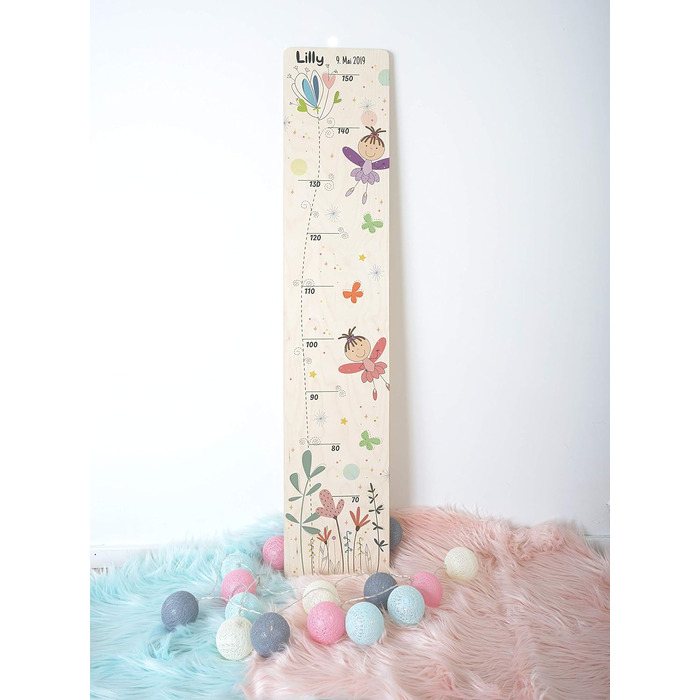 Вимірювальна паличка дитяча дерев'яна, вимірювальна паличка персоналізована з ім'ям для дитячої кімнати, подарунок на день народження для хлопчика і дівчинки, вимірювальна паличка висоти дитяча казкова дерев'яна природа
