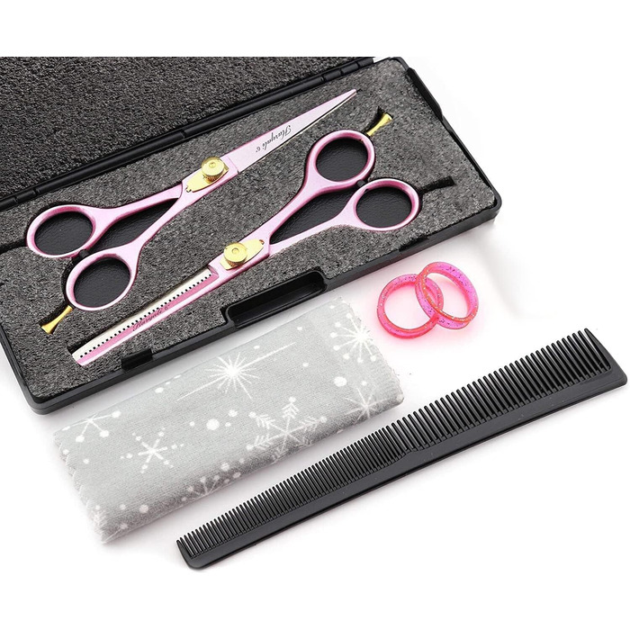 Набір перукарських ножиць Haryali - 6 ножиці для волосся та ножиці для підстригання, рожеві, для всіх, включаючи домашніх тварин.