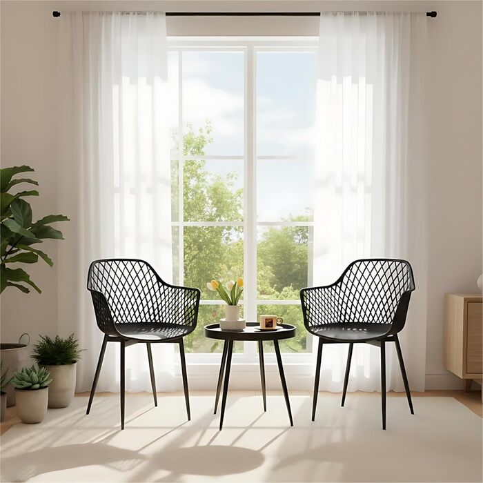 Набір меблів для балкона на 2 особи: стіл та 2 стільці з регульованими ніжками, чорного кольору