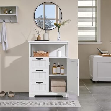 Шафка для ванної кімнати Yaheetech з 3 шухлядами та 1 дверцятами, регульовані полиці, 66 x 35 x 90 см