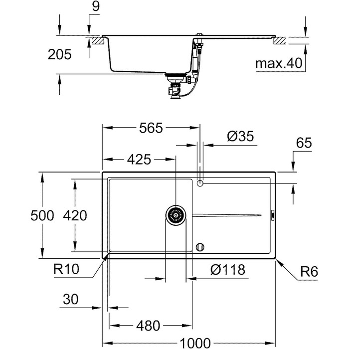 Змішувач для раковини (з функцією SmartControl, висувний вилив, монтаж на один отвір), 31613000 (хром, Zedra SmartControl кухонна мийка (композитна))