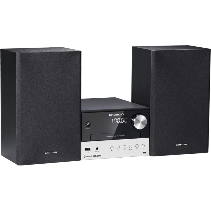 Мікросистема Grundig CMS 1050 DAB BT, CD/MP3, USB, чорний/сріблястий, 30 Вт RMS, ексклюзив Domopolis