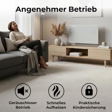 Конвектор електричний KLAMER Konvektor Pro 2500W з Wi-Fi, керуванням через додаток та таймером, режими ECO та Frostschutz, LED-дисплей, захист від перегріву, для дому та спальні, білий, настінний/підлоговий