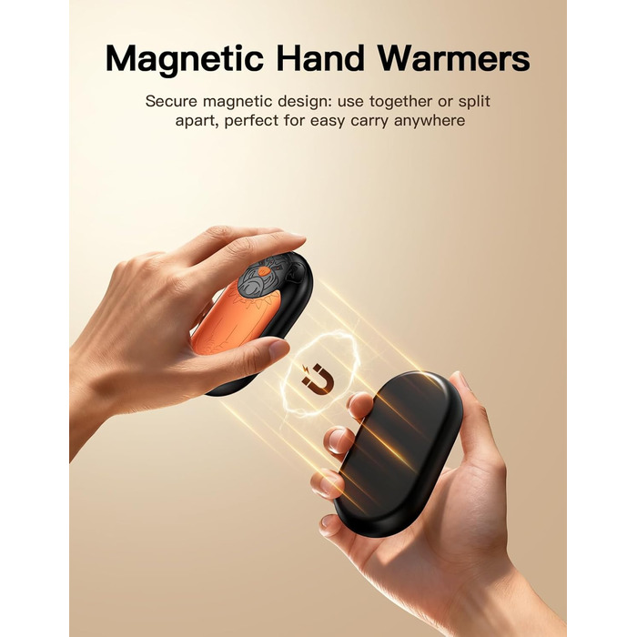 Електричний гріє для рук 2 шт. | Перезарядний кишеньковий гріє з 3 режимами нагріву, 6000mAh. Для жінок, чоловіків, кемпінгу, полювання, гольфу (Помаранчевий)