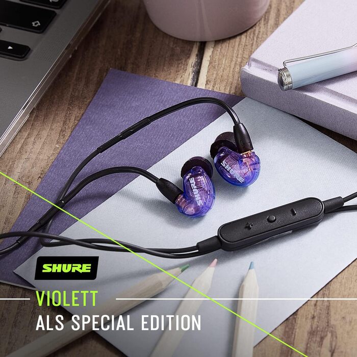 Навушники-вкладиші Shure SE215 Special Edition, знімний кабель, прозорий звук, фіолетовий