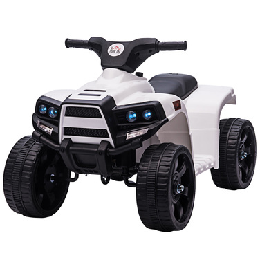 HOMCOM Mini Electric Quad Kids Електричний квадроцикл Коляска Електричний мотоцикл з 2 фарами Електричний квадроцикл Пляжний автомобіль Форма PP Сталь Чорний+Білий