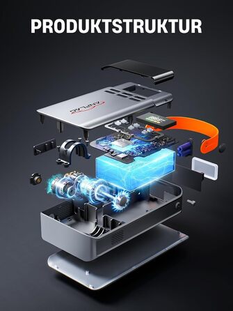 Портативний пусковий пристрій ANFLAG 5500A з компресором 150PSI, LCD-екраном та LED-ліхтариком (сірий)