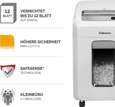 Шредер Fellowes Microcut P5: знищення 2000+ частинок/A4, 10 листів, Powershred 10M, для офісу/дому, 19л кошик, захист від несанкціонованого доступу