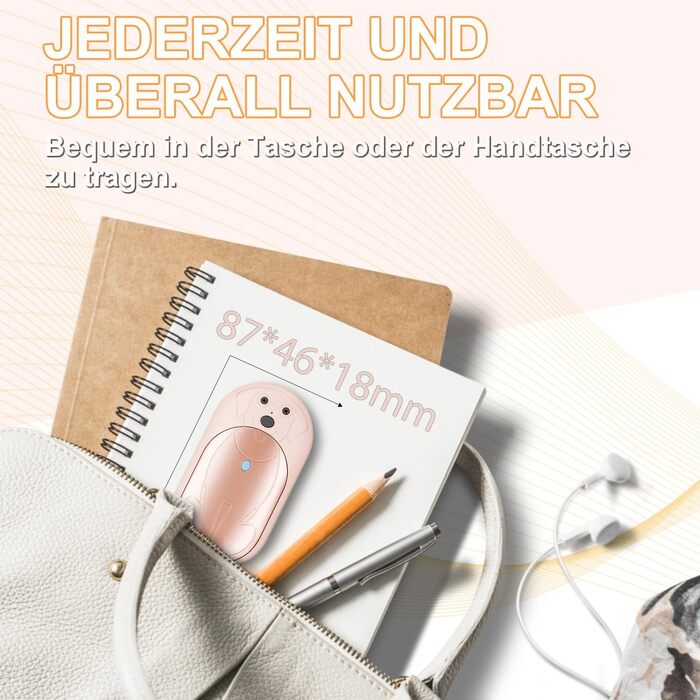 Електричні грілки для рук Lepwings, 2 шт., 6000 мАг, багаторазові, 3 режими, до 20 годин тепла, USB-зарядка, для активного відпочинку взимку, чорні та рожеві