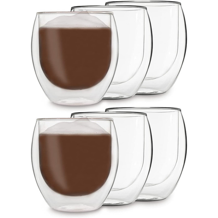 Набір келихів для латте маккіато 4x400 мл, келихи для латте маккіато з подвійними стінками, склянки для кави з подвійними стінками, чайні Келихи, склянки для капучіно, склянки для кави з льодом термостатичні склянки з подвійними стінками скляні чашки для 
