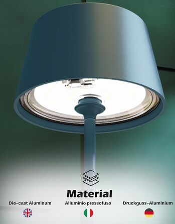 LED настільна лампа Palmina 842 з диммуванням, акумулятор 4400mAh, IP54, для дому та саду, блакитна