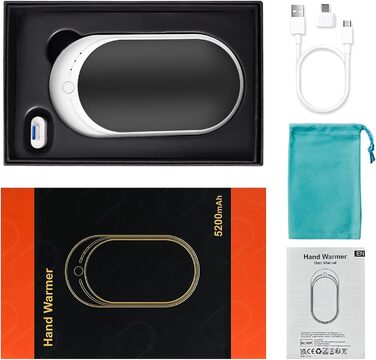 Електричний грієчка Feebee Handwärmer: USB-C, 5200 mAh, Power Bank, 3 режими нагріву, білий