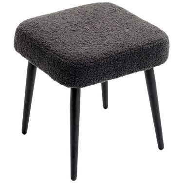 HOMCOM Footstool Квадратний пуф з кашеміровим виглядом, темно-сірий, сталеві ніжки, ідеально підходить для вітальні та спальні