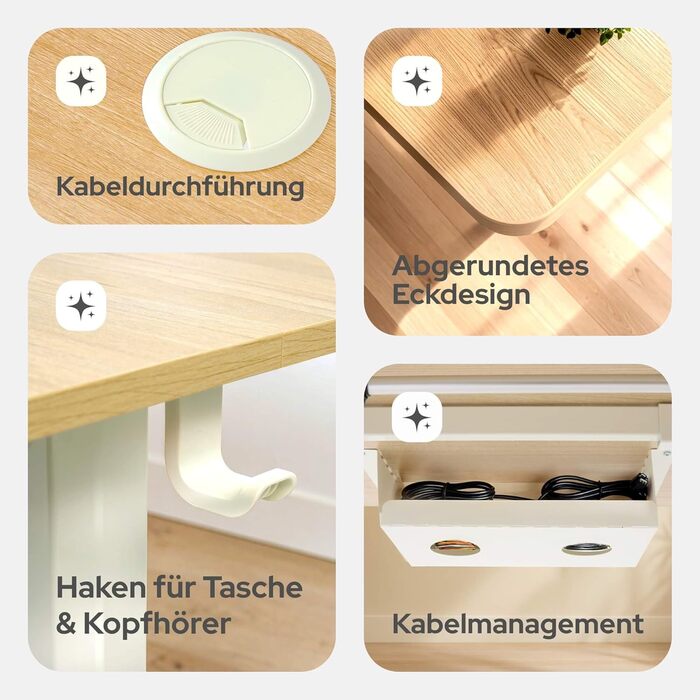 Електричний регульований стіл Arebos 160x80 см з пам'яттю | Ергономічний стіл для офісу та дому | Стіл для стоячи та сидячи | Бежевий