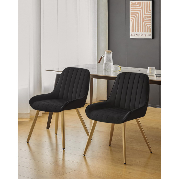 Набір з 4-х стільців Lestarain для їдальні, вітальні, кухні. Ретро стільці з м'яким сидінням (велюр, чорний), металеві ніжки, до 150 кг.