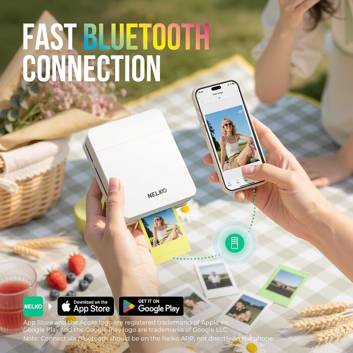 Портативний міні-принтер Nelko PP01 для фотографій з телефону. 20 листів паперу, принтер-наклейка, для iOS & Android, білий