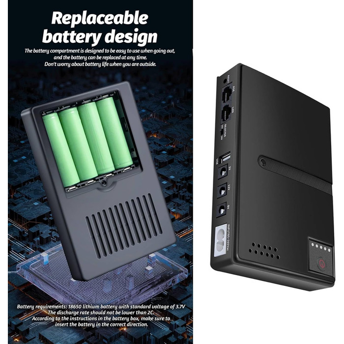 Mini UPS із захистом від перебоїв живлення, USB, 18 Вт, DC USV, батарея-резерв для камери, роутера, оптичного модему, 15 В, 24 В, POE, 5 В, 9 В, 12 В (EU-штекер)