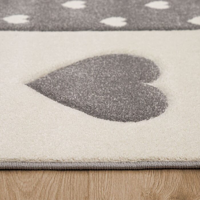 Дитячий килим килим Дитяча кімната пастельний 3D ефект точки серця зірки сірий, Розмір (діаметр 160 см круглий, синій)