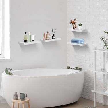 Набір настінних полиць 4 шт. білі, MDF, 40x14x3 см - для книг, декору, настінні стелажі