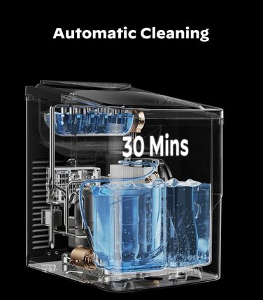 Машина для приготування льоду Silonn, самоочисна, чорна, 2.0L, 9 кубиків за 6 хвилин, 12 кг за 24 години, 2 розміри кубиків для кухні, офісу, бару та вечірки